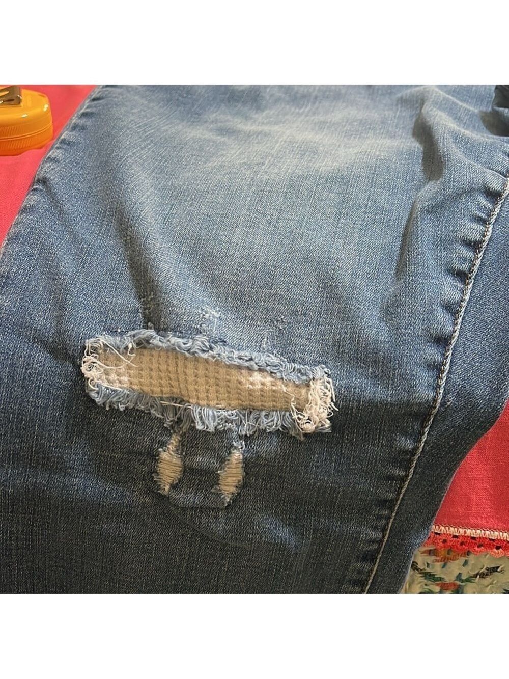 Judy Blue Distressed Button-Fly Skinny Jeans in Blue. 24W - Picture 6 of 12